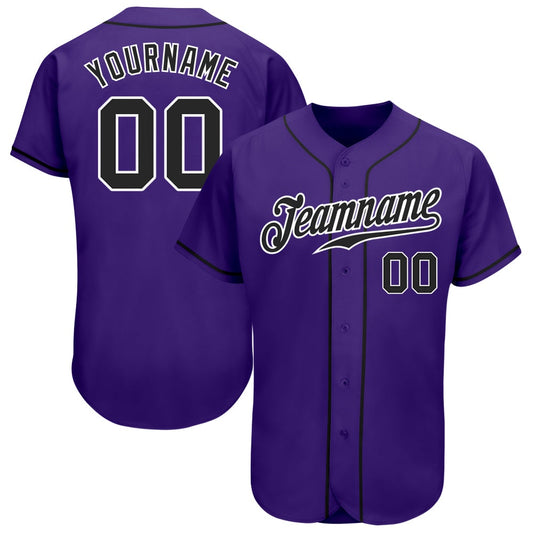 American Baseball Jersey, Custom Purple Black White Authentic Baseball Jersey, Baseball Jersey Name