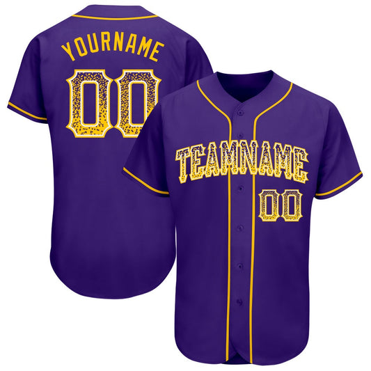 American Baseball Jersey, Custom Purple Gold White Authentic Drift Fashion Baseball Jersey, Baseball Jersey Name
