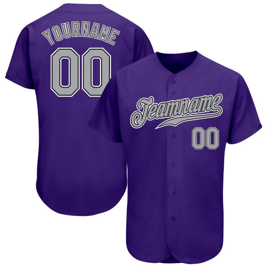 American Baseball Jersey, Custom Purple Gray Black Authentic Baseball Jersey, Baseball Jersey Name