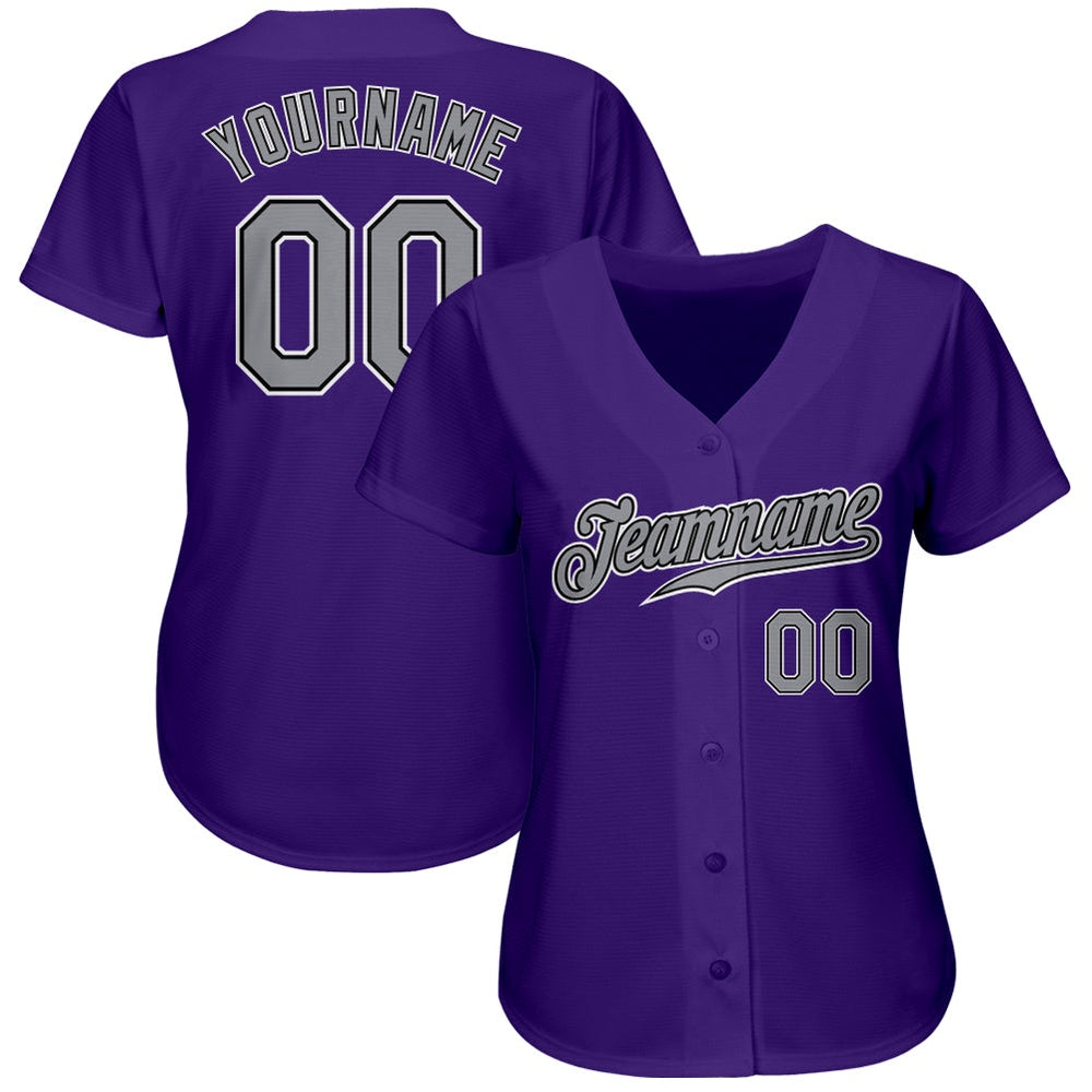 American Baseball Jersey, Custom Purple Gray Black Authentic Baseball Jersey, Baseball Jersey Name