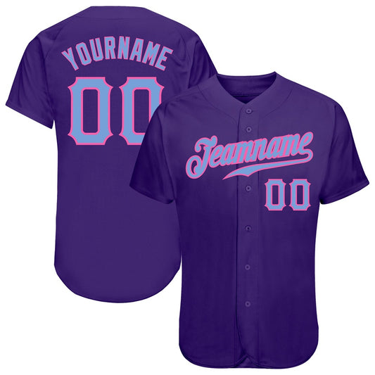 American Baseball Jersey, Custom Purple Light Blue Pink Authentic Baseball Jersey, Baseball Jersey Name