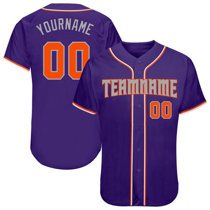 American Baseball Jersey, Custom Purple Orange Gray Authentic Baseball Jersey, Baseball Jersey Name