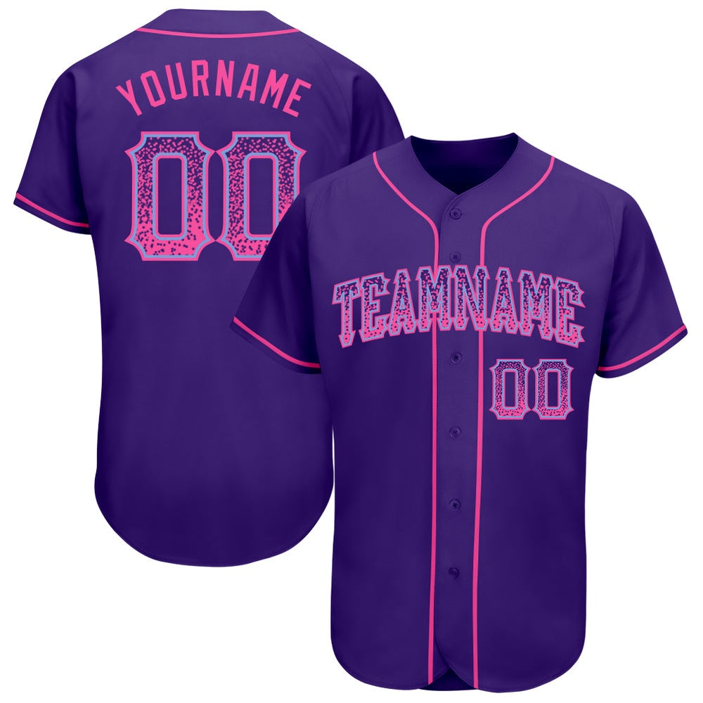 American Baseball Jersey, Custom Purple Pink Light Blue Authentic Drift Fashion Baseball Jersey, Baseball Jersey Name