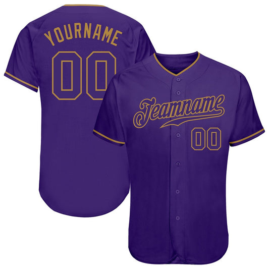 American Baseball Jersey, Custom Purple Purple Old Gold Authentic Baseball Jersey, Baseball Jersey Name