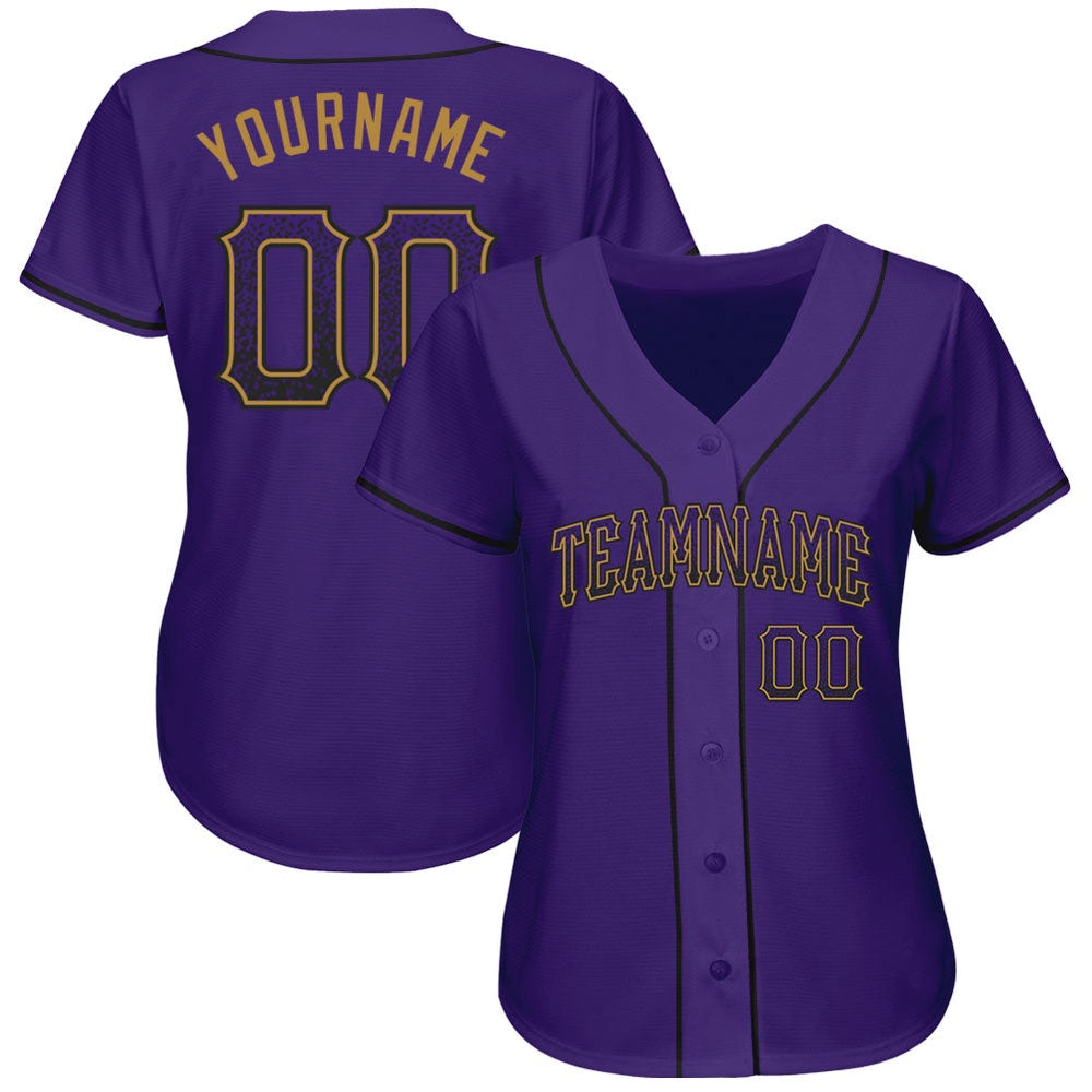 American Baseball Jersey, Custom Purple Purple Old Gold Authentic Drift Fashion Baseball Jersey, Baseball Jersey Name