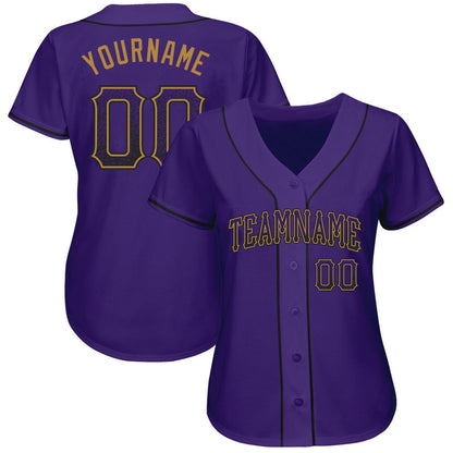 American Baseball Jersey, Custom Purple Purple Old Gold Authentic Drift Fashion Baseball Jersey, Baseball Jersey Name