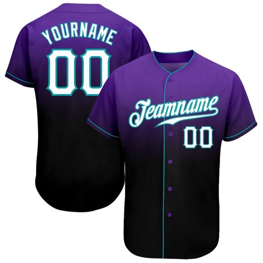 American Baseball Jersey, Custom Purple White Black Authentic Fade Fashion Baseball Jersey, Baseball Jersey Name