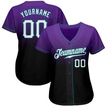 American Baseball Jersey, Custom Purple White Black Authentic Fade Fashion Baseball Jersey, Baseball Jersey Name