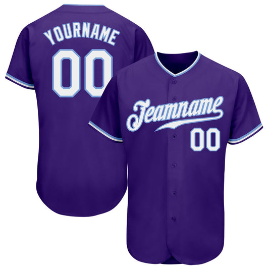 American Baseball Jersey, Custom Purple White Light Blue Authentic Baseball Jersey, Baseball Jersey Name