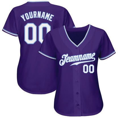 American Baseball Jersey, Custom Purple White Light Blue Authentic Baseball Jersey, Baseball Jersey Name
