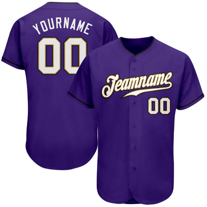 American Baseball Jersey, Custom Purple White Old Gold Authentic Baseball Jersey, Baseball Jersey Name