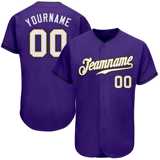 American Baseball Jersey, Custom Purple White Old Gold Authentic Baseball Jersey, Baseball Jersey Name