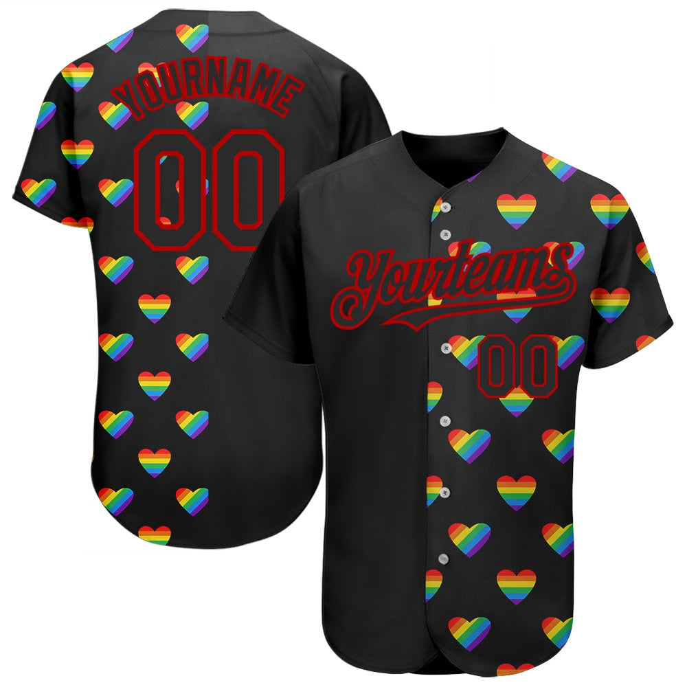 American Baseball Jersey, Custom Rainbow For Pride Month Love Is Love LGBT 3D Authentic Baseball Jersey, Baseball Jersey Name