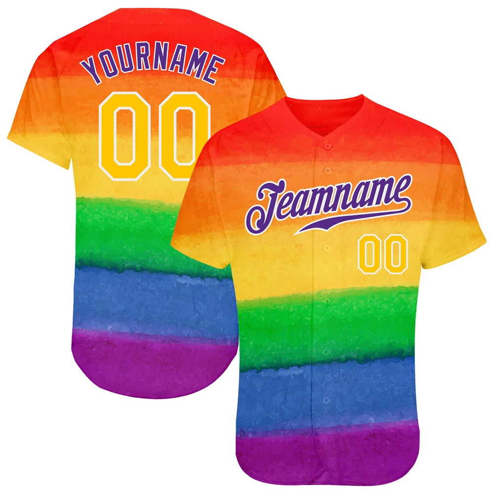 American Baseball Jersey, Custom Rainbow For Pride Month Love Is Love LGBT Authentic Baseball Jersey, Baseball Jersey Name