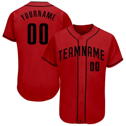 American Baseball Jersey, Custom Red Black Authentic Baseball Jersey, Baseball Jersey Name