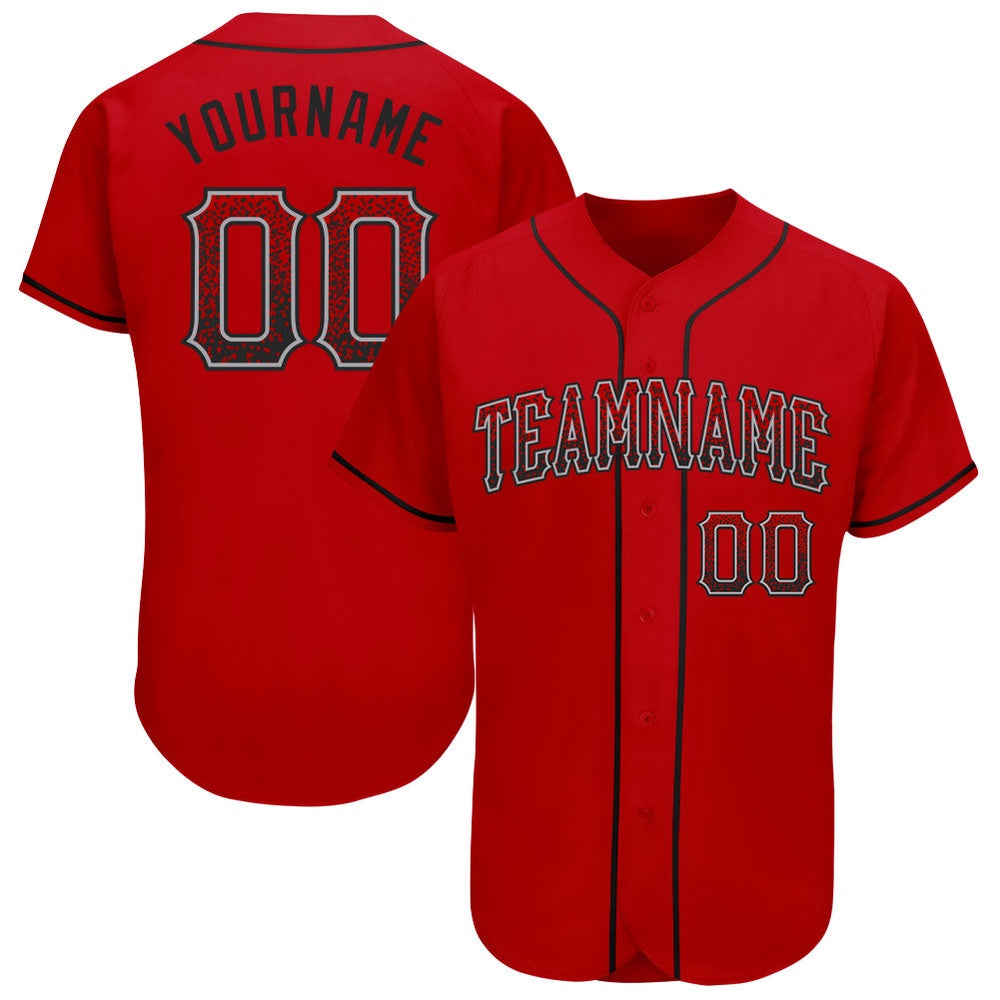 American Baseball Jersey, Custom Red Black Gray Authentic Drift Fashion Baseball Jersey, Baseball Jersey Name