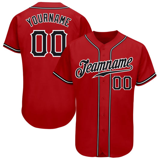 American Baseball Jersey, Custom Red Black White Authentic Baseball Jersey, Baseball Jersey Name