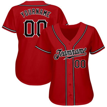 American Baseball Jersey, Custom Red Black White Authentic Baseball Jersey, Baseball Jersey Name