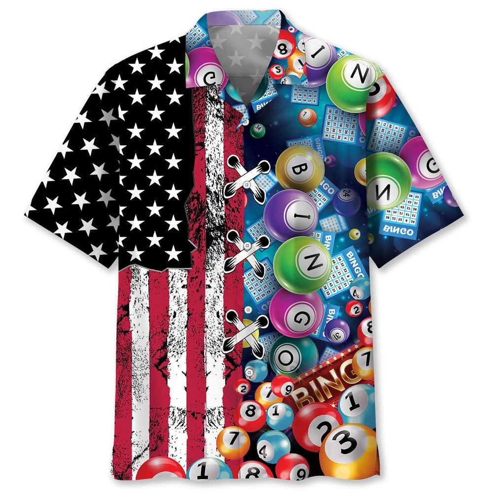 American Bingo Hawaiian Shirt, Funny Hawaiian Shirt, Usa Hawaiian Shirt, Vintage Hawaiian Shirts