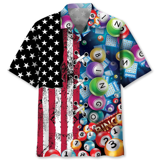 American Bingo Hawaiian Shirt, Funny Hawaiian Shirt, Usa Hawaiian Shirt, Vintage Hawaiian Shirts