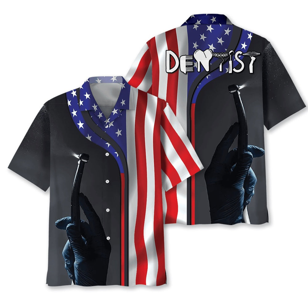 American Dentist Proud Hawaiian Shirt, Funny Hawaiian Shirt, Usa Hawaiian Shirt, Vintage Hawaiian Shirts