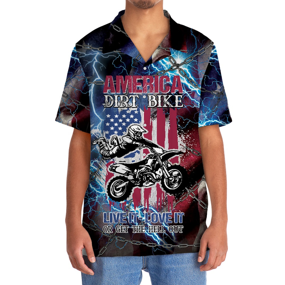 American Dirt Bike Love It, Live It Or Get The Hell Out Hawaiian Shirt, Funny Hawaiian Shirt, Usa Hawaiian Shirt, Vintage Hawaiian Shirts