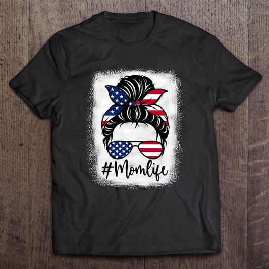 American Flag Mom Life Bleached Mother's 4th Of July Funny Unisex T Shirt, Mother's Day Shirt, Gift For Mom, Shirt For Mom