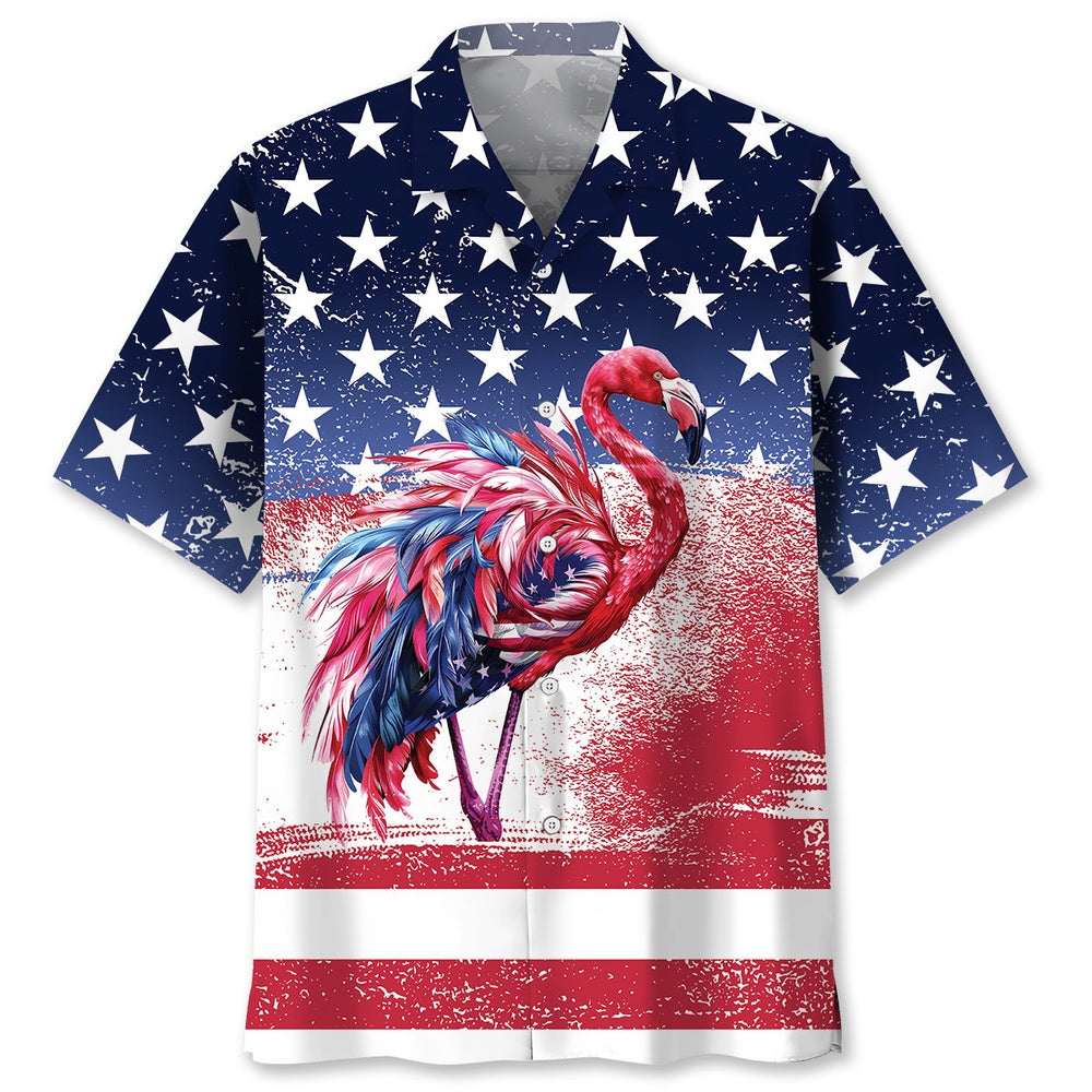 American Flamingo Hawaiian Shirt, Funny Hawaiian Shirt, Usa Hawaiian Shirt, Vintage Hawaiian Shirts