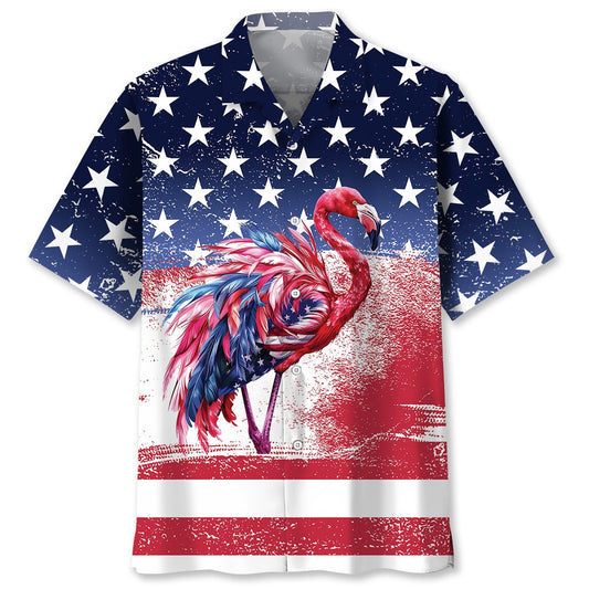 American Flamingo Hawaiian Shirt, Funny Hawaiian Shirt, Usa Hawaiian Shirt, Vintage Hawaiian Shirts