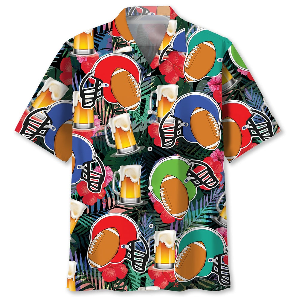 American Football Beer Tropical Hawaiian Shirt, Funny Hawaiian Shirt, Usa Hawaiian Shirt, Vintage Hawaiian Shirts