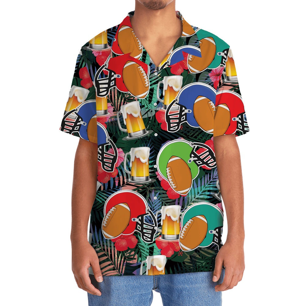 American Football Beer Tropical Hawaiian Shirt, Funny Hawaiian Shirt, Usa Hawaiian Shirt, Vintage Hawaiian Shirts