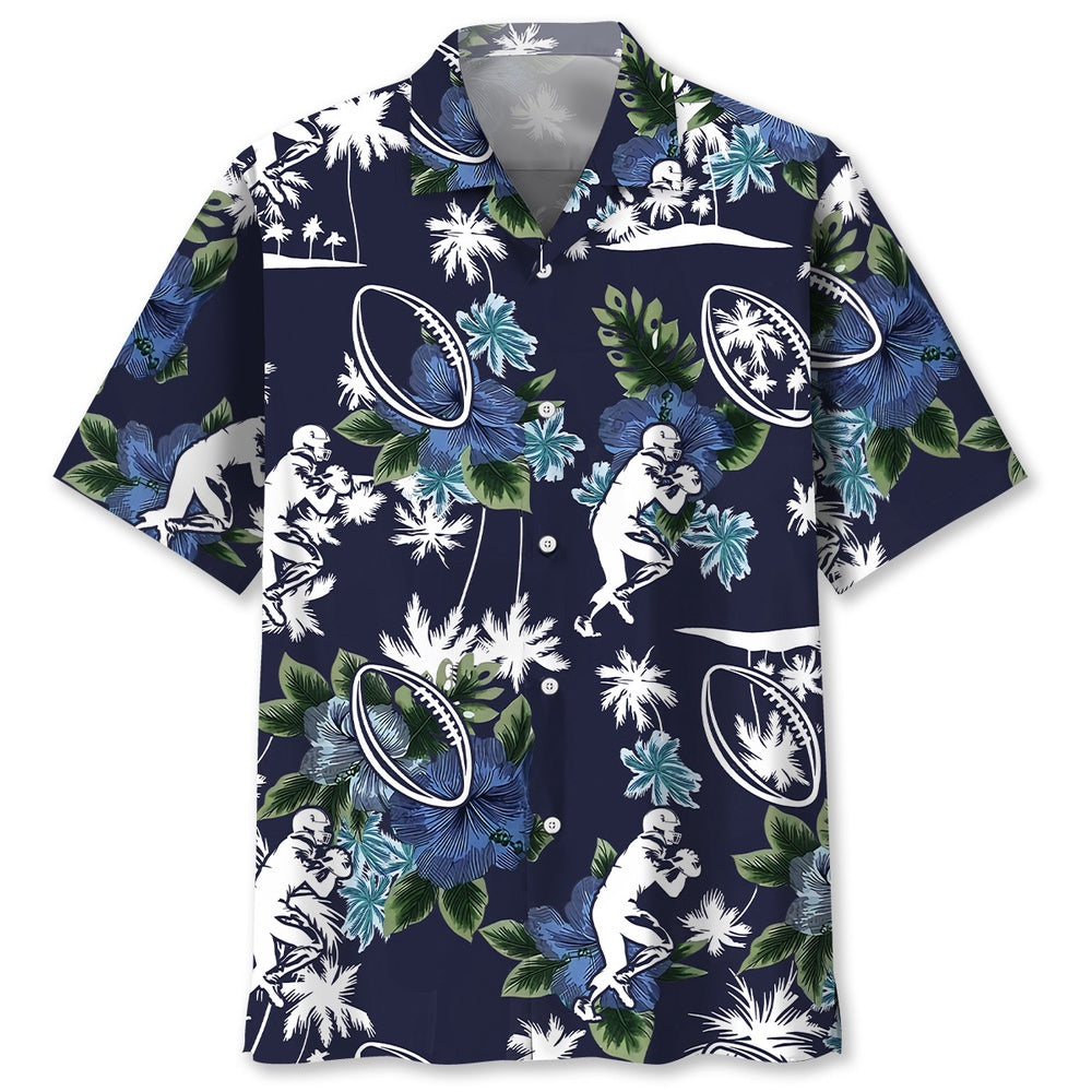 American Football Blue Nature Hawaiian Shirt, Funny Hawaiian Shirt, Usa Hawaiian Shirt, Vintage Hawaiian Shirts