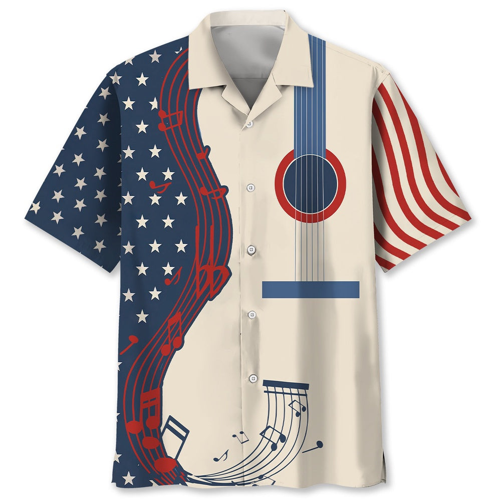 American Guitar Hawaiian Shirt, Funny Hawaiian Shirt, Usa Hawaiian Shirt, Vintage Hawaiian Shirts