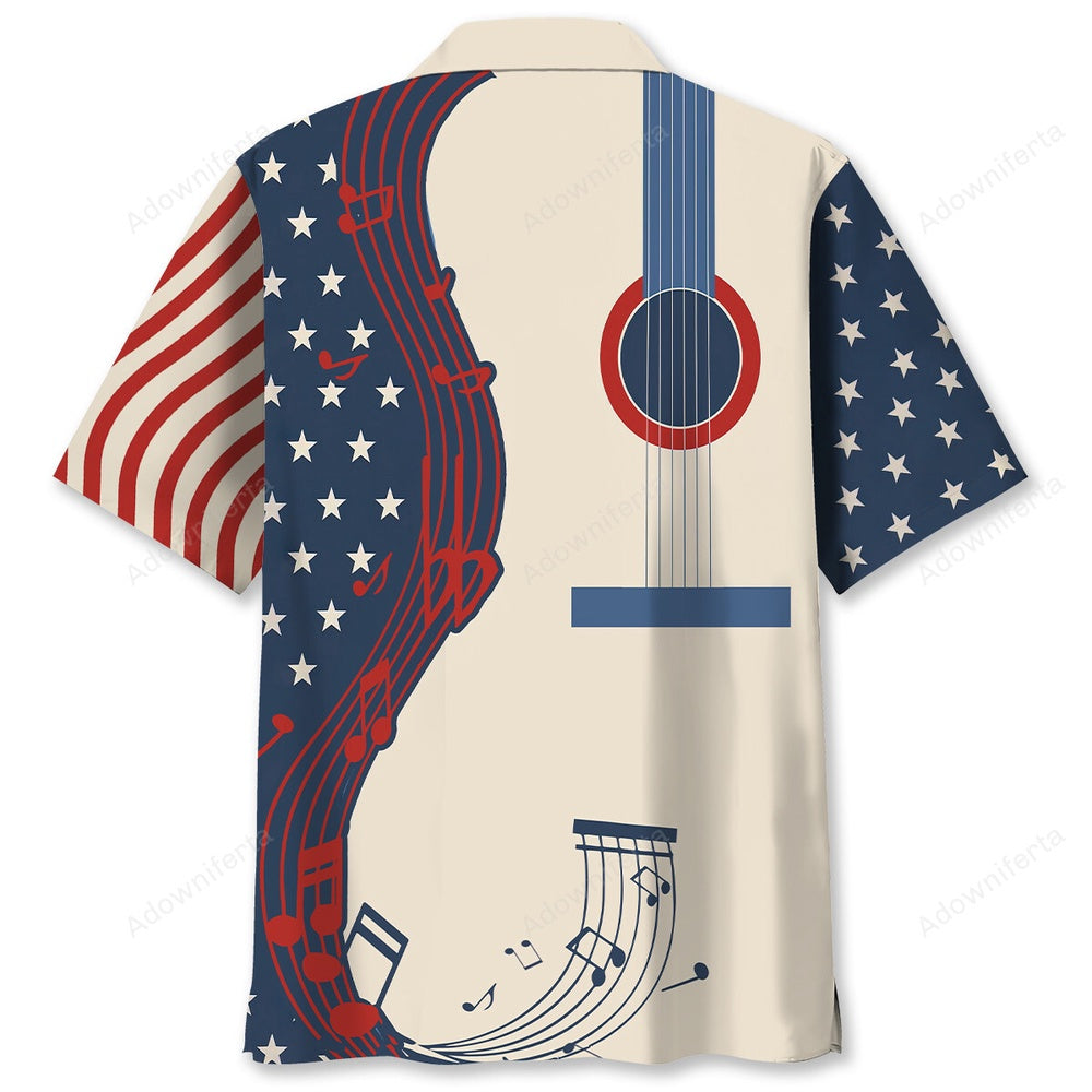 American Guitar Hawaiian Shirt, Funny Hawaiian Shirt, Usa Hawaiian Shirt, Vintage Hawaiian Shirts