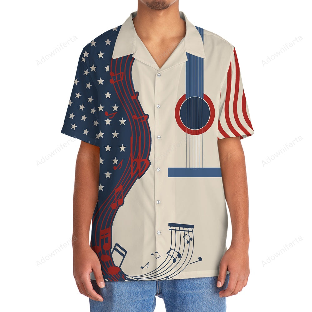 American Guitar Hawaiian Shirt, Funny Hawaiian Shirt, Usa Hawaiian Shirt, Vintage Hawaiian Shirts