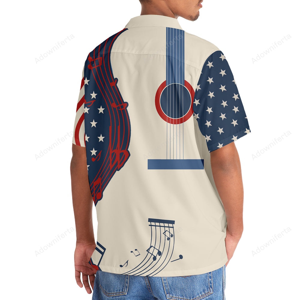 American Guitar Hawaiian Shirt, Funny Hawaiian Shirt, Usa Hawaiian Shirt, Vintage Hawaiian Shirts