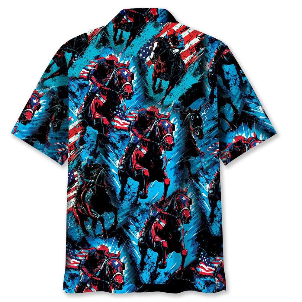 American Jockey Horse Racing Hawaiian Shirt, Funny Hawaiian Shirt, Usa Hawaiian Shirt, Vintage Hawaiian Shirts
