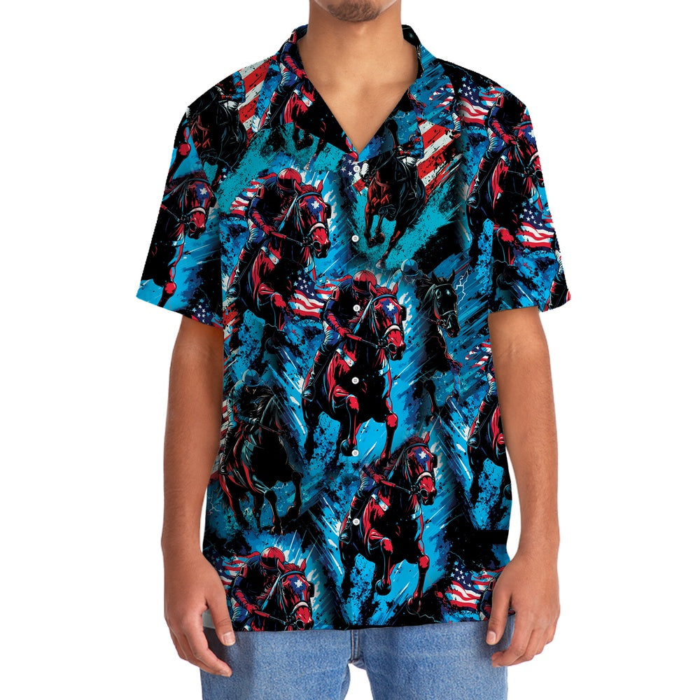 American Jockey Horse Racing Hawaiian Shirt, Funny Hawaiian Shirt, Usa Hawaiian Shirt, Vintage Hawaiian Shirts