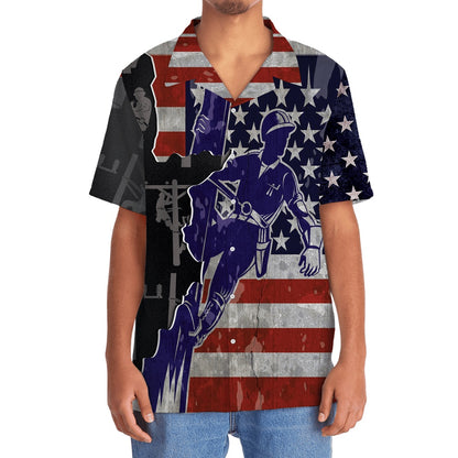 American Lineman Proud Hawaiian Shirt, Funny Hawaiian Shirt, Usa Hawaiian Shirt, Vintage Hawaiian Shirts