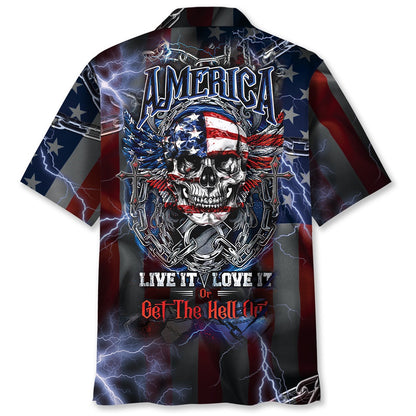 American Patriot Skull Hawaiian Shirt, Funny Hawaiian Shirt, Usa Hawaiian Shirt, Vintage Hawaiian Shirts