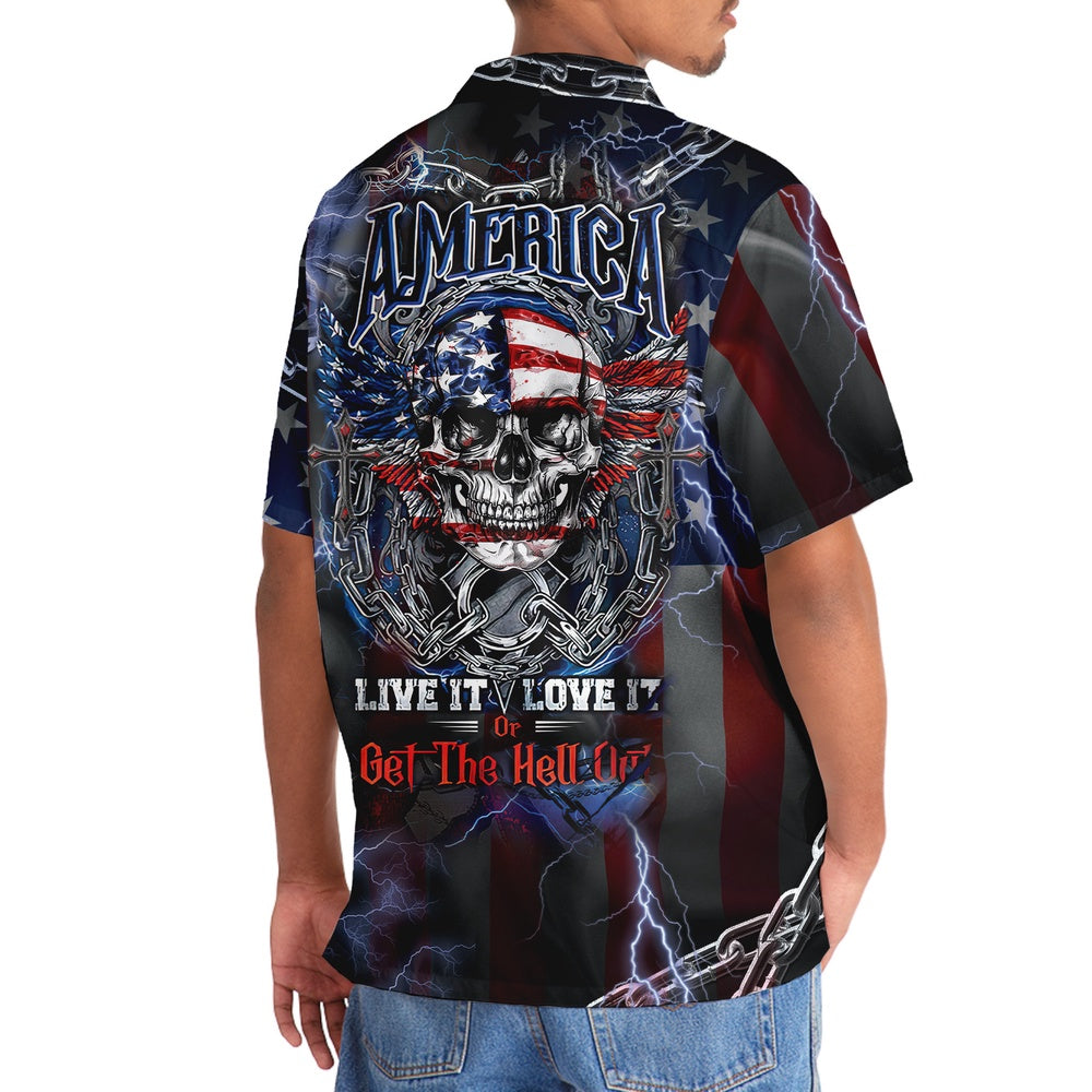 American Patriot Skull Hawaiian Shirt, Funny Hawaiian Shirt, Usa Hawaiian Shirt, Vintage Hawaiian Shirts
