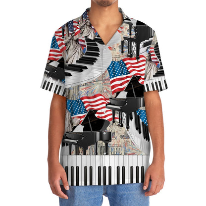 American Piano Patriotic Hawaiian Shirt, Funny Hawaiian Shirt, Usa Hawaiian Shirt, Vintage Hawaiian Shirts