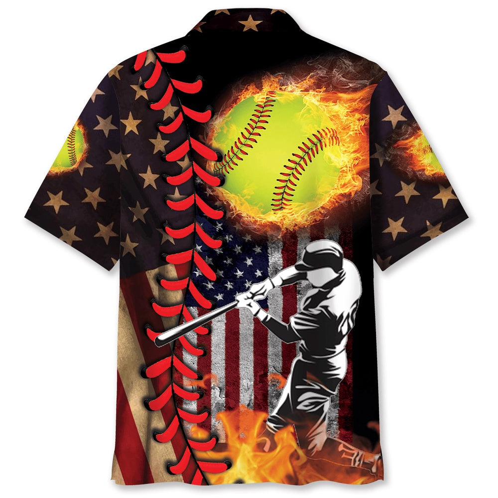 American Softball Hawaiian Shirt, Funny Hawaiian Shirt, Usa Hawaiian Shirt, Vintage Hawaiian Shirts