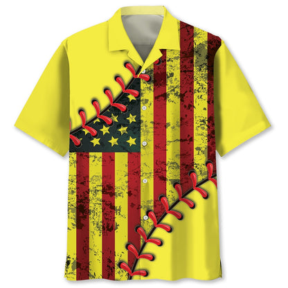 American Softball New Hawaiian Shirt, Funny Hawaiian Shirt, Usa Hawaiian Shirt, Vintage Hawaiian Shirts