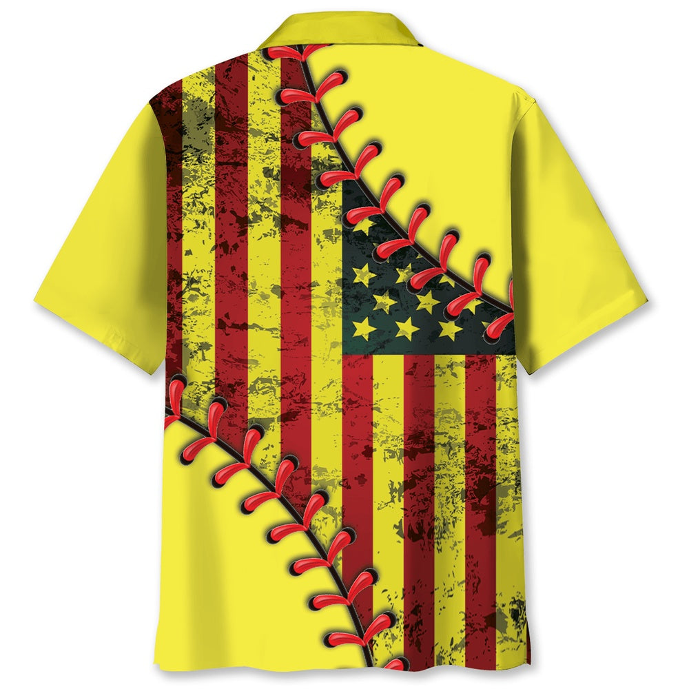 American Softball New Hawaiian Shirt, Funny Hawaiian Shirt, Usa Hawaiian Shirt, Vintage Hawaiian Shirts