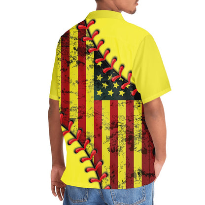 American Softball New Hawaiian Shirt, Funny Hawaiian Shirt, Usa Hawaiian Shirt, Vintage Hawaiian Shirts