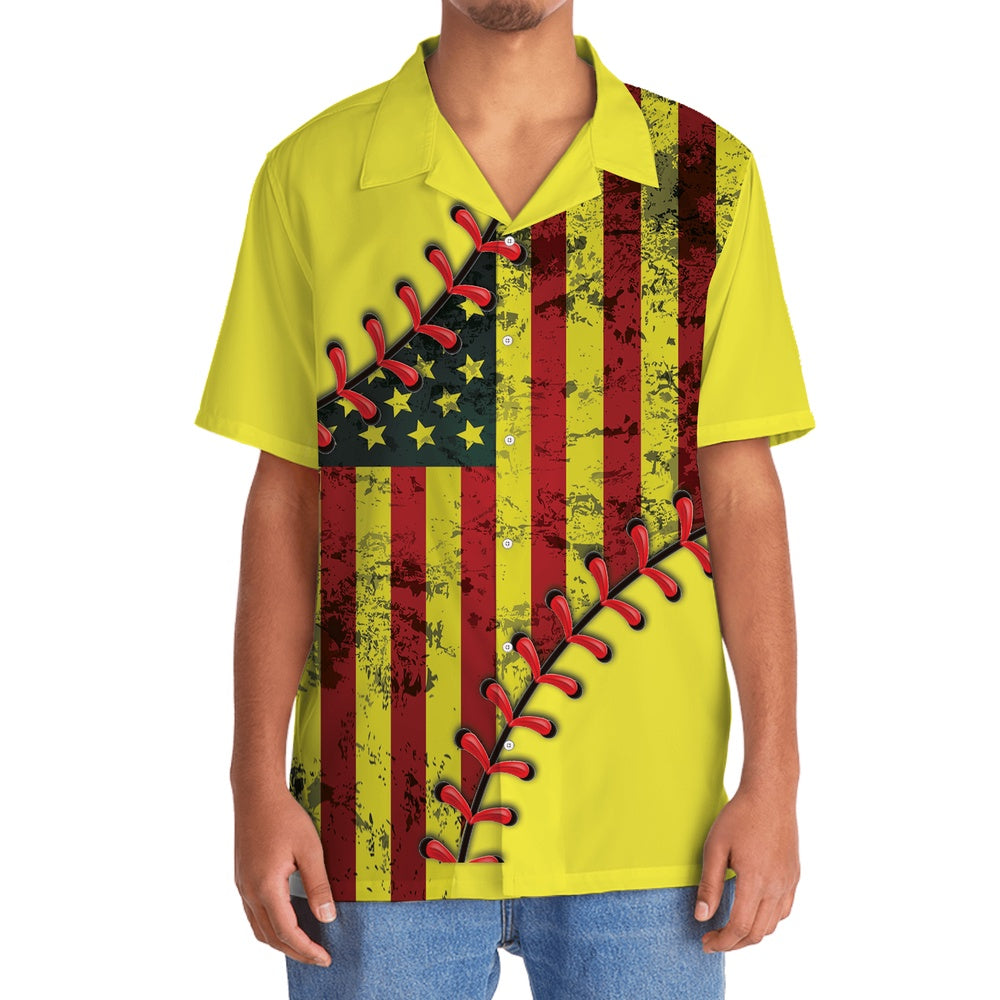 American Softball New Hawaiian Shirt, Funny Hawaiian Shirt, Usa Hawaiian Shirt, Vintage Hawaiian Shirts