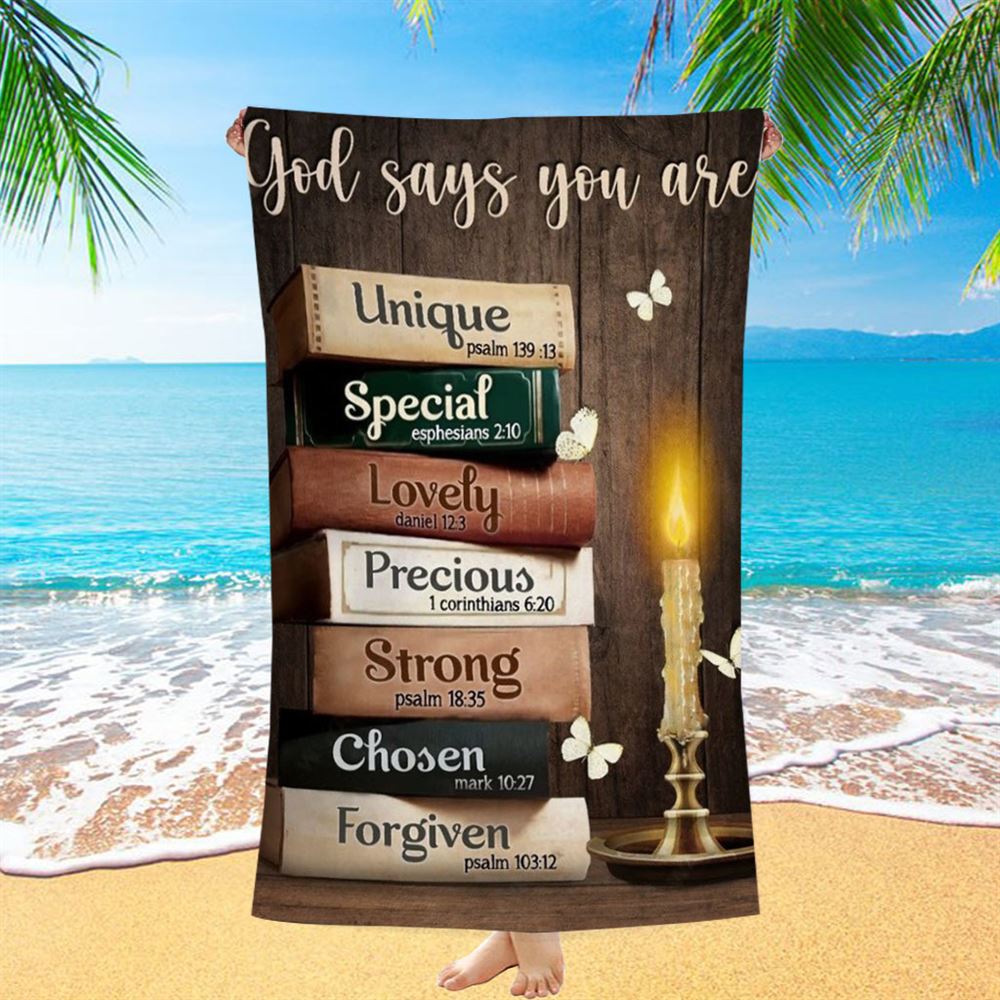 Antique Book Beautiful Night God Says You Are Beach Towel, Christian Beach Towel, Christian Gift, Gift For Women