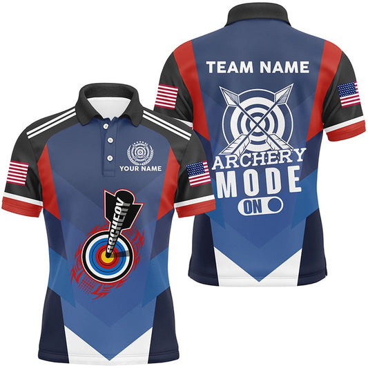 Archery Mode On Target Personalized Men Polo Shirts Custom Archery Jerseys Shirts For Archer, Archery Team Shirts, Custom Archery Shirts