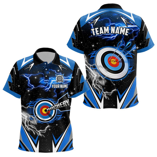 Archery Target Blue Jersey Custom Name Archery Polo Shirts Team League Archery Shirts, Archery Team Shirts, Custom Archery Shirts